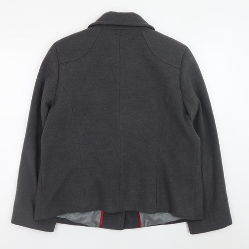 Bm Women’s Grey Button-Up Short Jacket Size 14 Polyester Blend