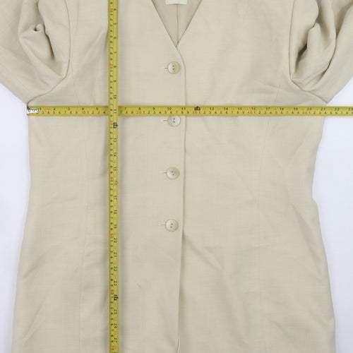 Viyella Women Beige Classic Blazer UK 16 Polyester Modal V-Neck