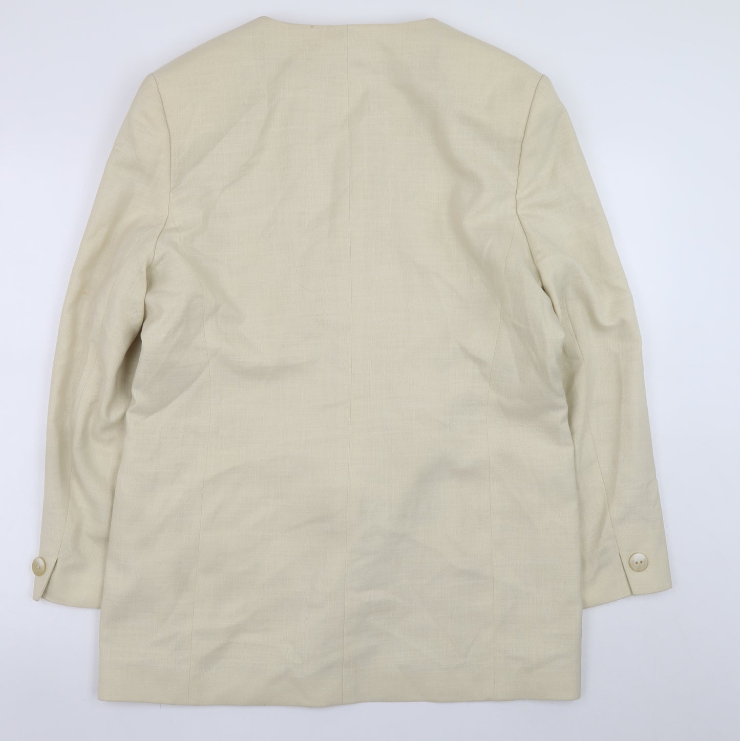 Viyella Women Beige Classic Blazer UK 16 Polyester Modal V-Neck