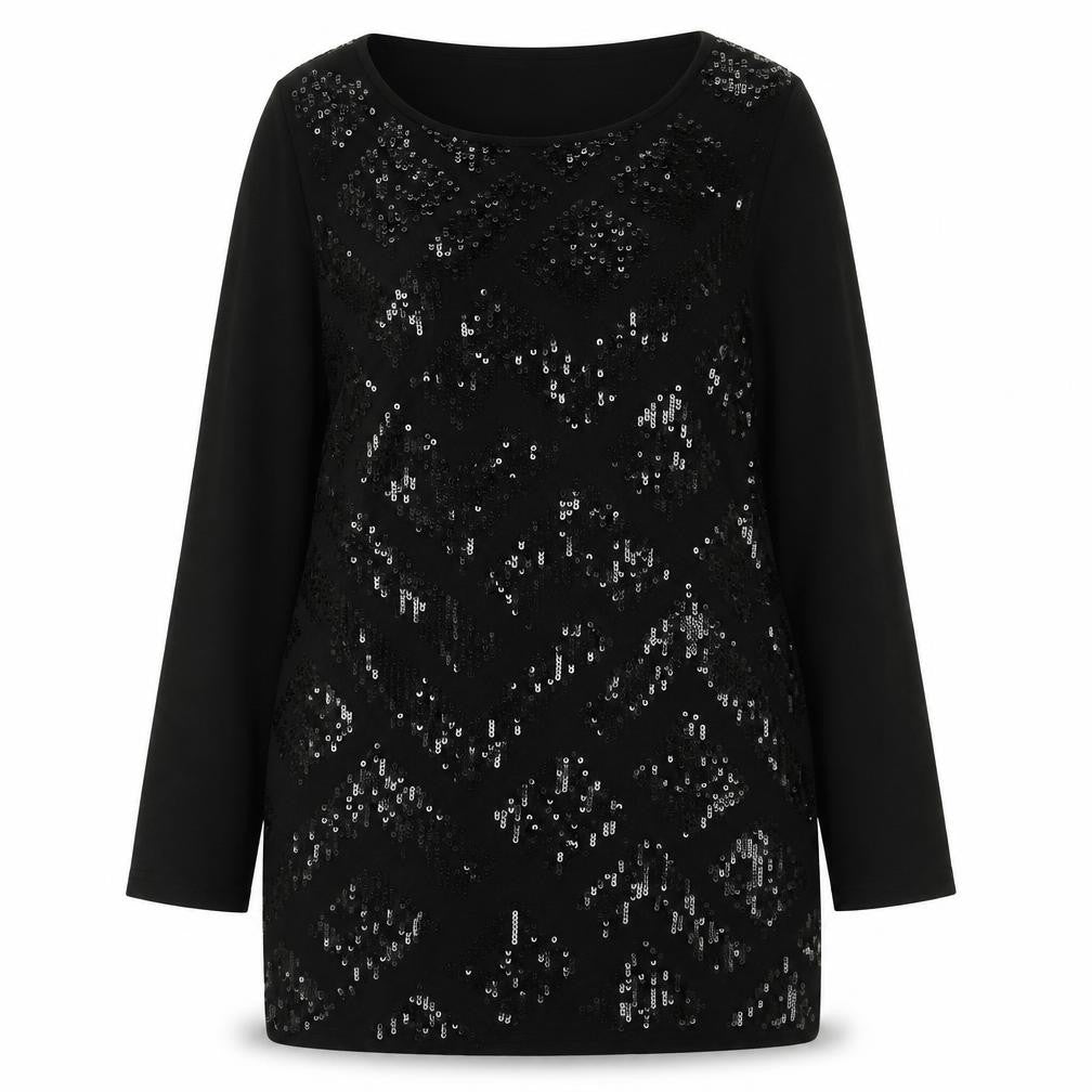 Front view of Marks & Spencer Per Una Women Black, size 18, Sequin Knit Jumper