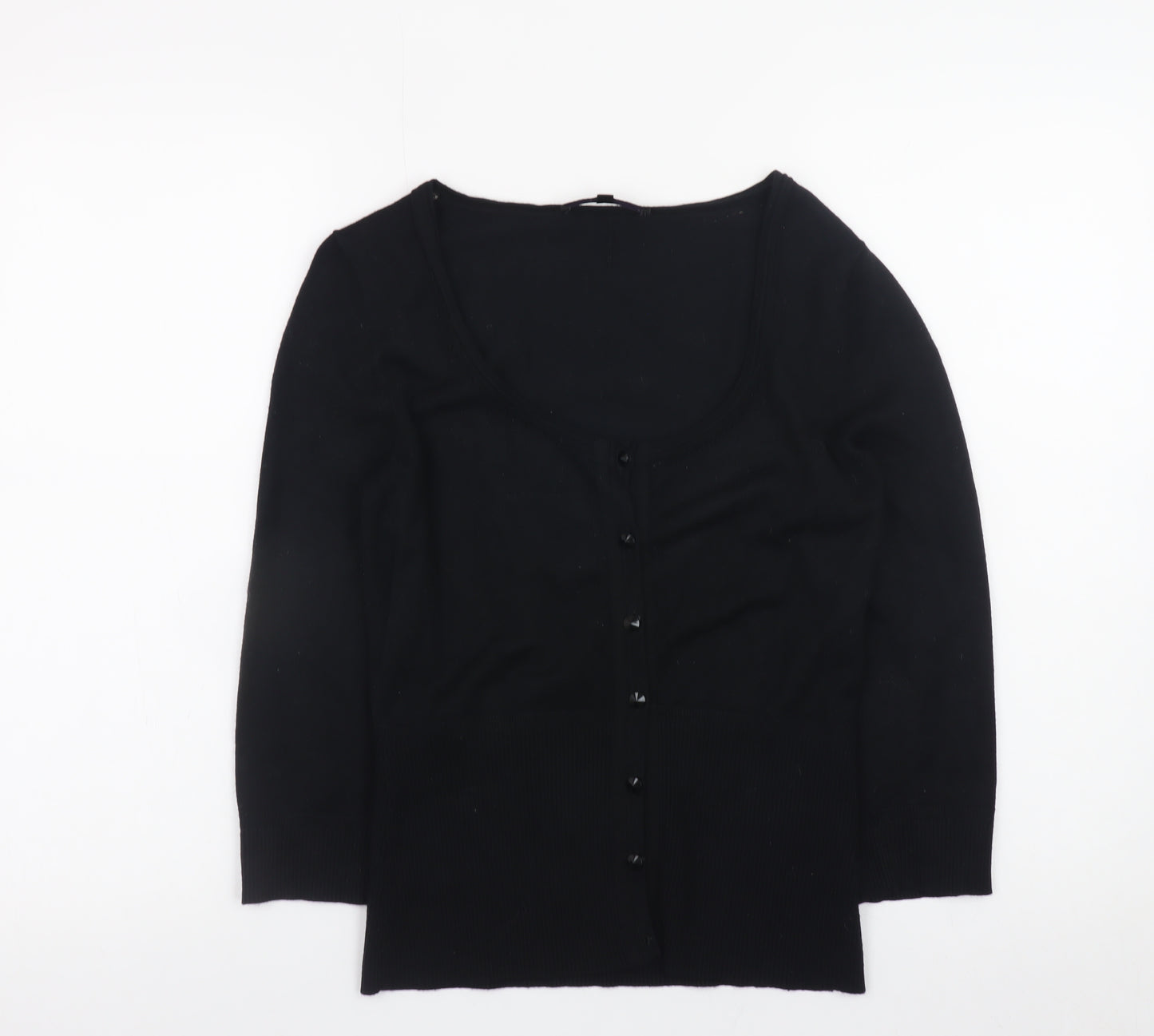 Coast Womens Black Size 10 Scoop Neck Button Cardigan