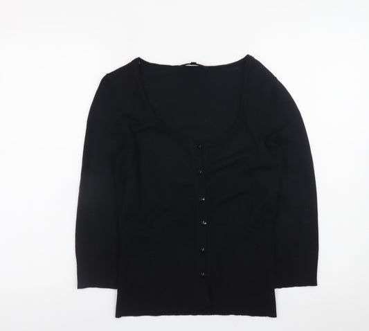 Coast Womens Black Size 10 Scoop Neck Button Cardigan