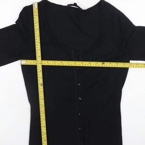 Coast Womens Black Size 10 Scoop Neck Button Cardigan