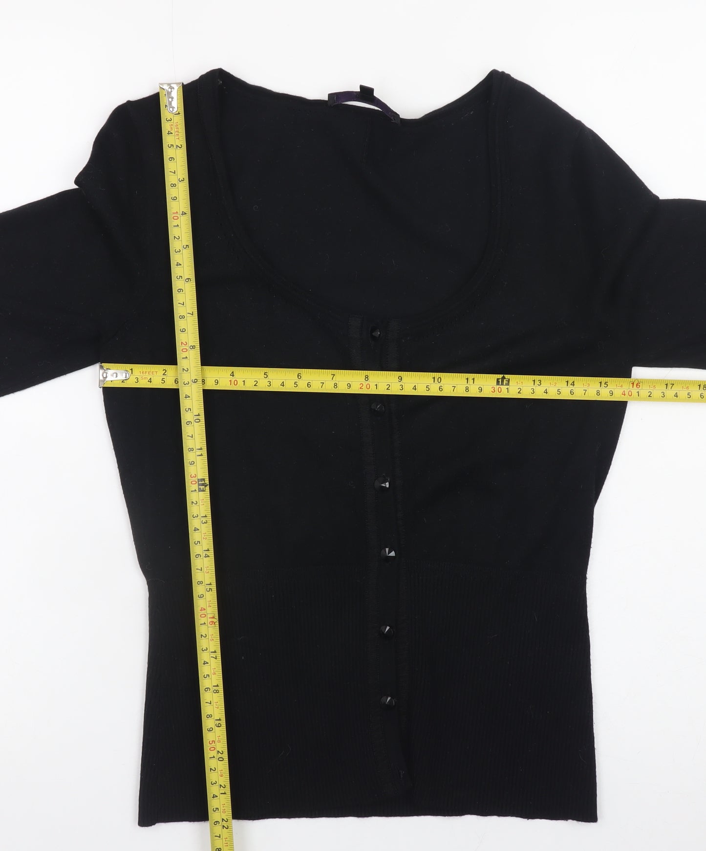 Coast Womens Black Size 10 Scoop Neck Button Cardigan