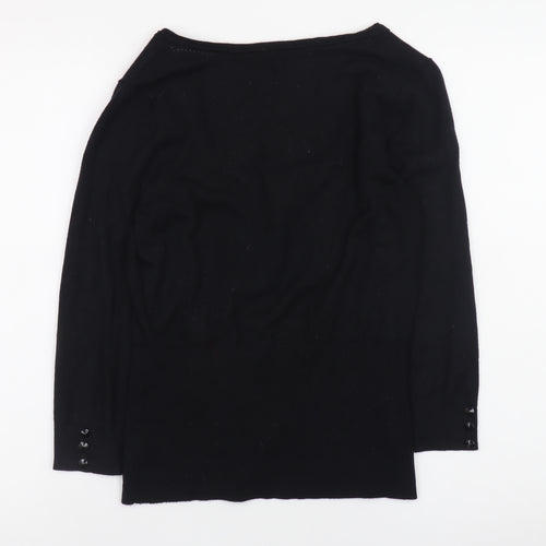 Coast Womens Black Size 10 Scoop Neck Button Cardigan
