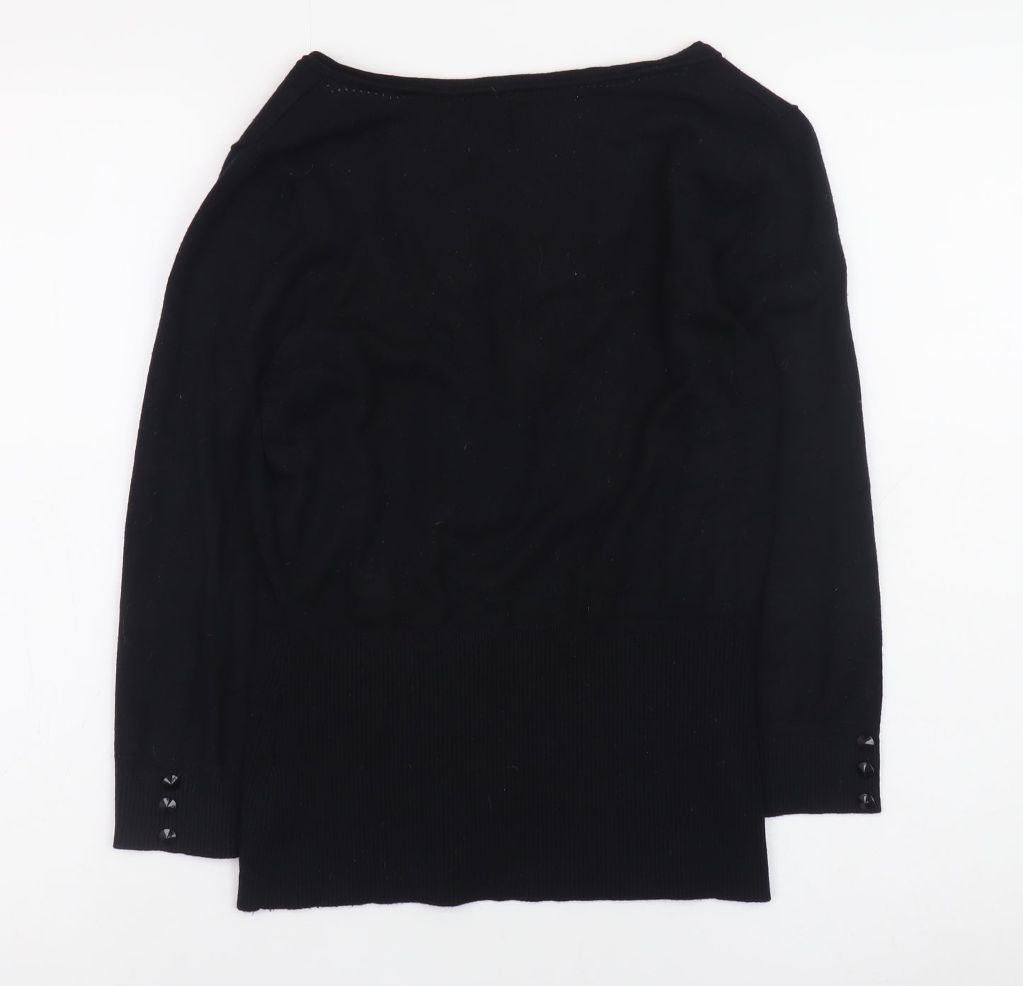 Coast Womens Black Size 10 Scoop Neck Button Cardigan