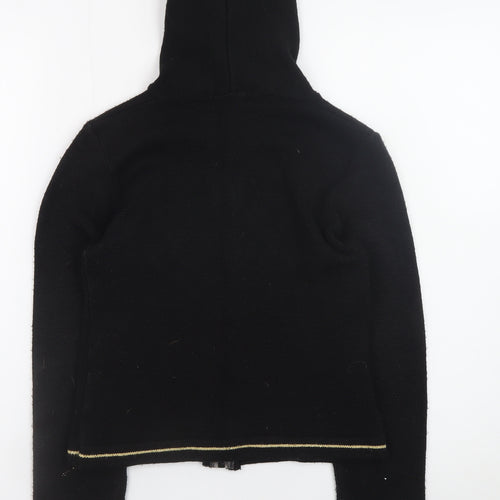 Pimkie Women’s Black Full Zip Hooded Knit Jumper Size 4