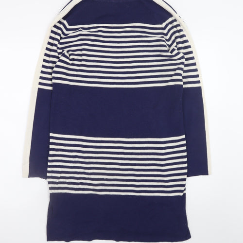Great Plains Women Blue Striped Jumper Dress L Knit Casual