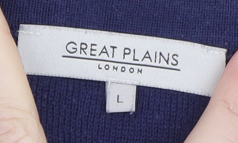 Great Plains Women Blue Striped Jumper Dress L Knit Casual