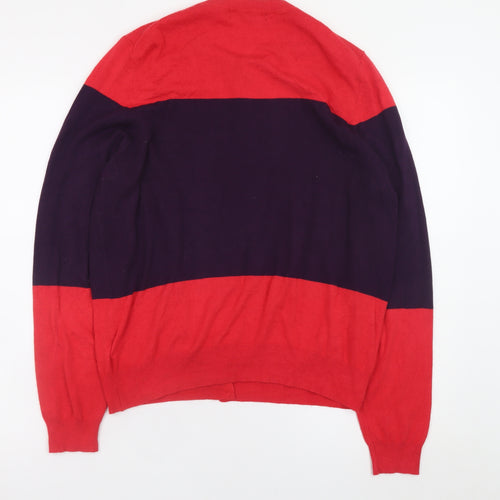 Marks and Spencer Women Red & Purple Colour Block Cardigan Size 16