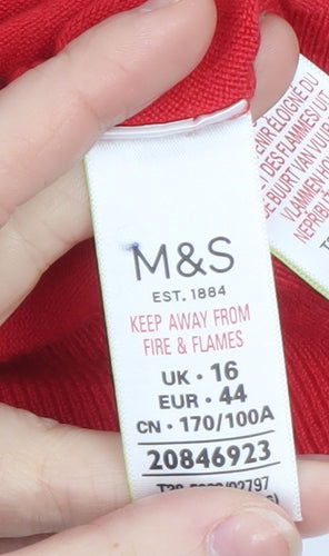 Marks and Spencer Women Red & Purple Colour Block Cardigan Size 16