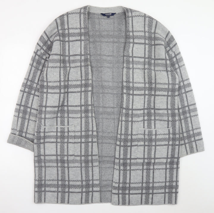 Maine New England Women’s Grey Checked Open Knit Cardigan Size 20