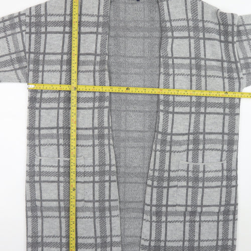 Maine New England Women’s Grey Checked Open Knit Cardigan Size 20