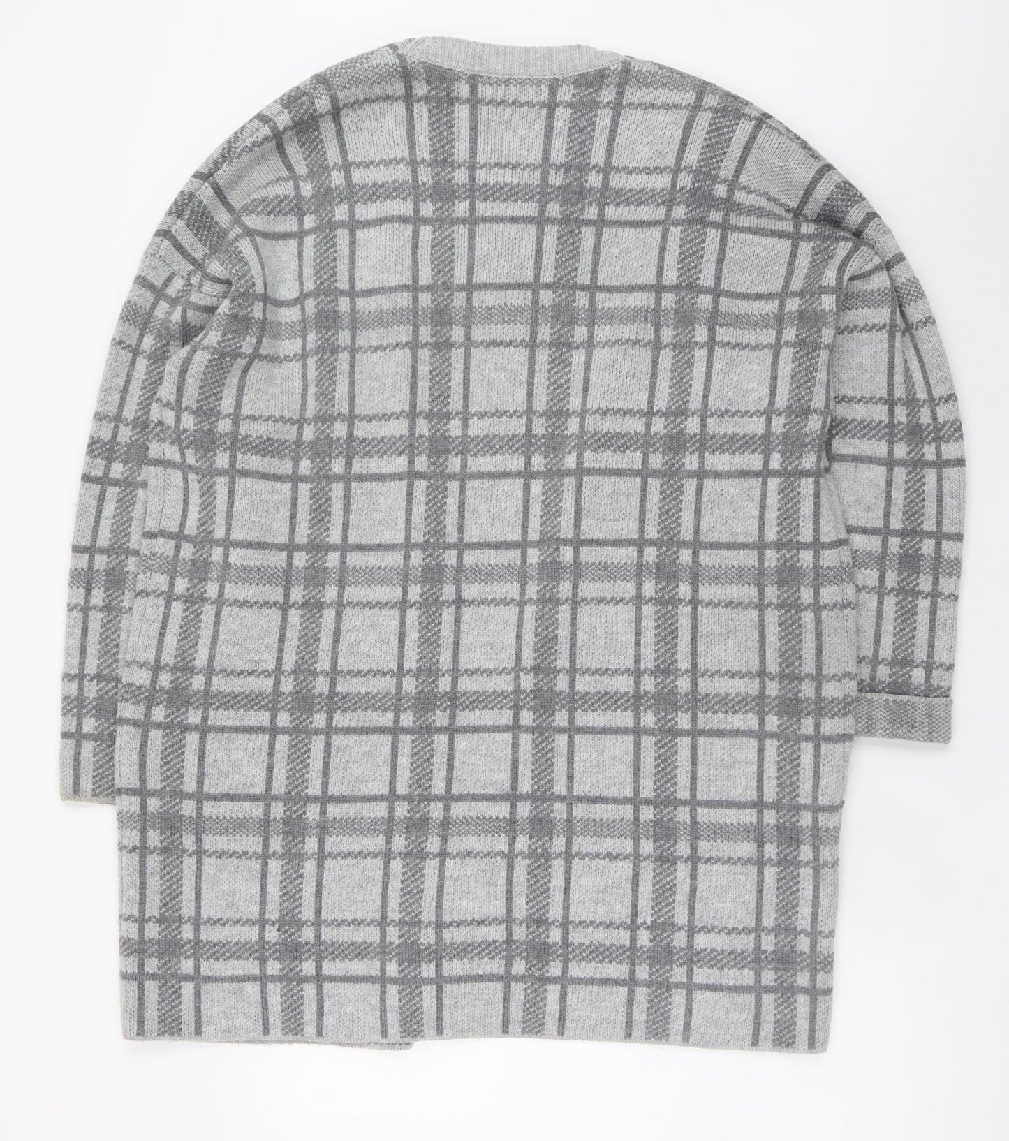 Maine New England Women’s Grey Checked Open Knit Cardigan Size 20