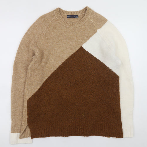 Marks and Spencer Women’s Beige Geometric Knit Pullover Jumper Size S
