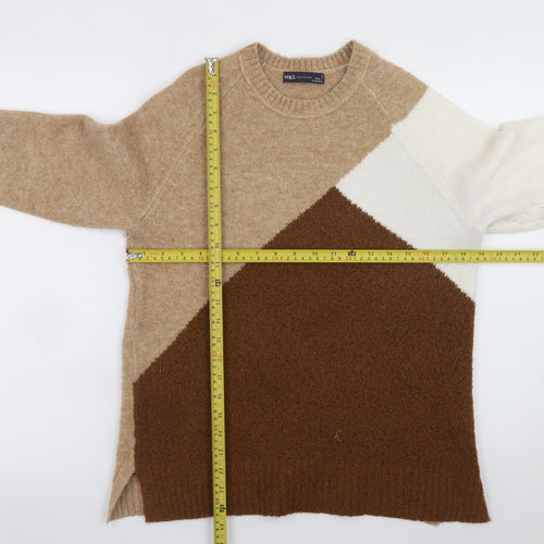 Marks and Spencer Women’s Beige Geometric Knit Pullover Jumper Size S
