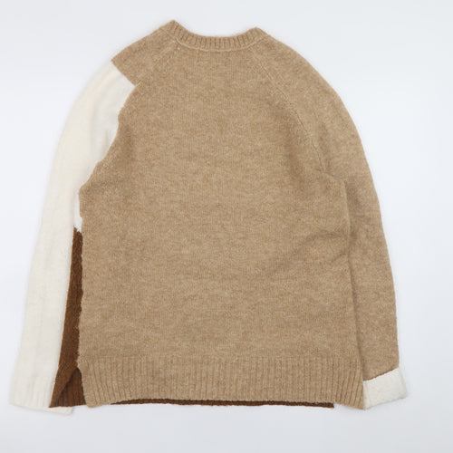 Marks and Spencer Women’s Beige Geometric Knit Pullover Jumper Size S