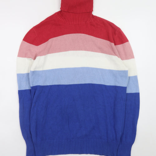 Parke & Ronen Women's Multicoloured Roll Neck Stripe Cotton Jumper Size M