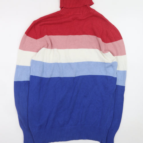 Parke & Ronen Women's Multicoloured Roll Neck Stripe Cotton Jumper Size M