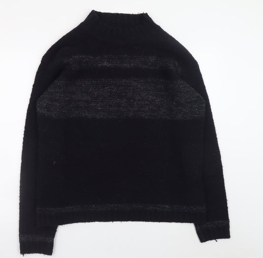 Marks and Spencer Men’s Black Wool Blend High Neck Jumper Medium Vintage