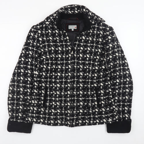 Marks and Spencer Per Una Women's Black Wool Tweed Zip Jacket Size 12