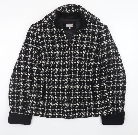 Marks and Spencer Per Una Women's Black Wool Tweed Zip Jacket Size 12