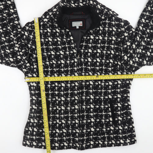 Marks and Spencer Per Una Women's Black Wool Tweed Zip Jacket Size 12