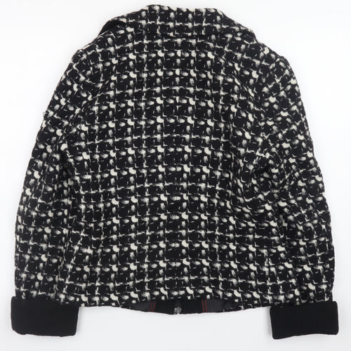 Marks and Spencer Per Una Women's Black Wool Tweed Zip Jacket Size 12