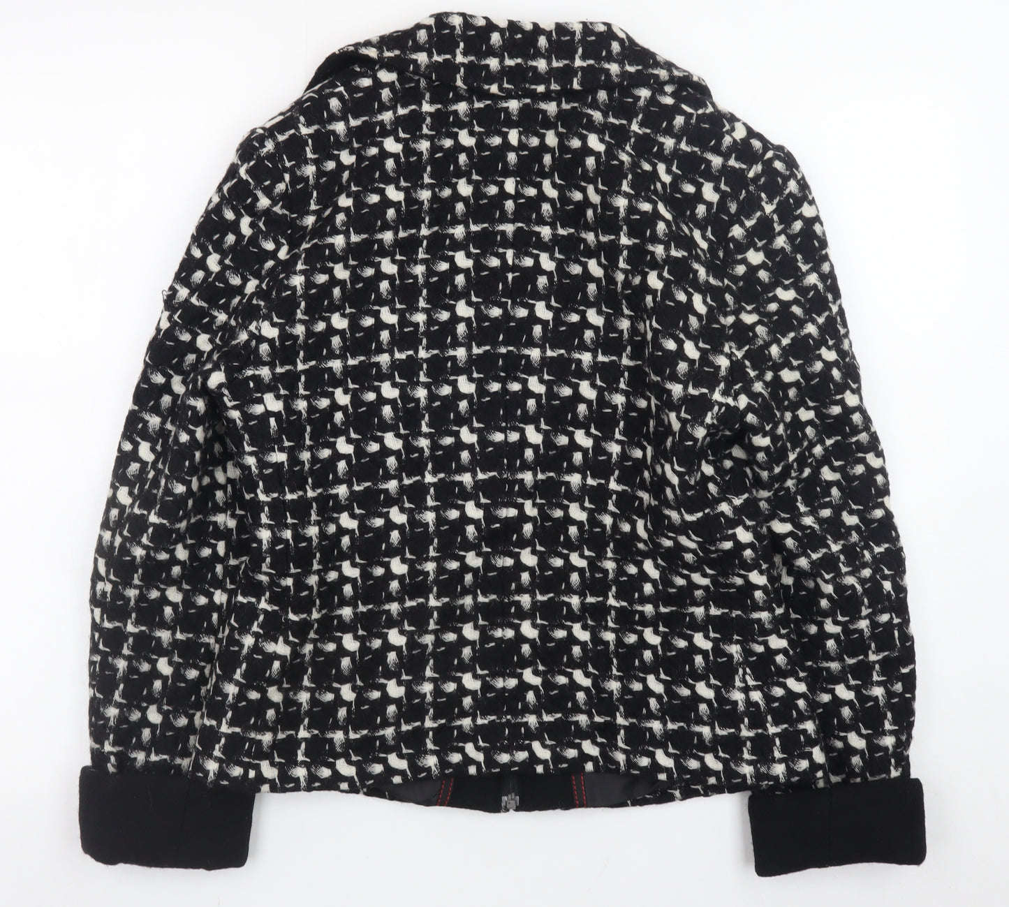 Marks and Spencer Per Una Women's Black Wool Tweed Zip Jacket Size 12