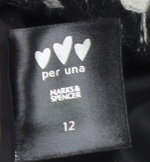 Marks and Spencer Per Una Women's Black Wool Tweed Zip Jacket Size 12