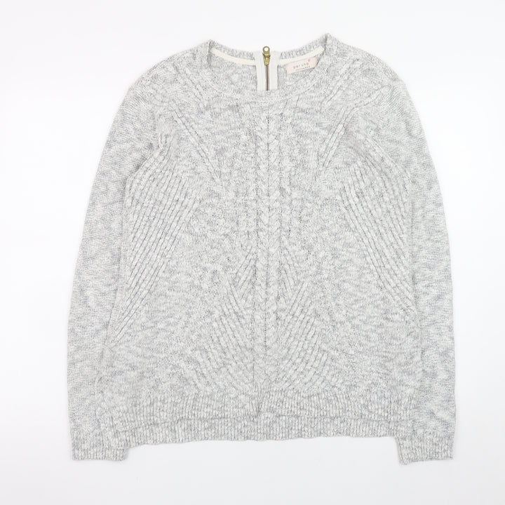 Marks and Spencer Women Grey Cable-Knit Jumper Size 14 Cotton Blend