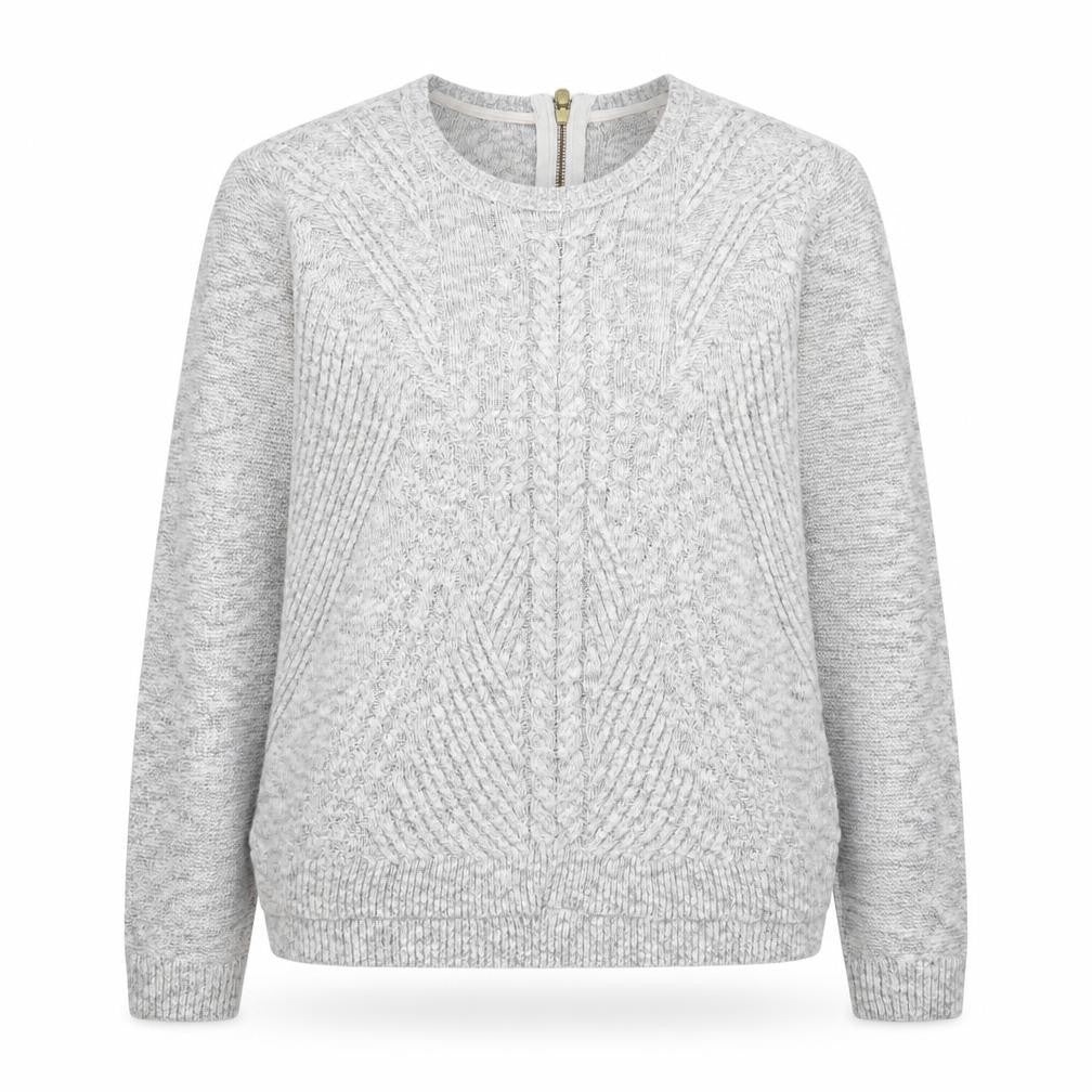 Marks and Spencer Women Grey Cable-Knit Jumper Size 14 Cotton Blend