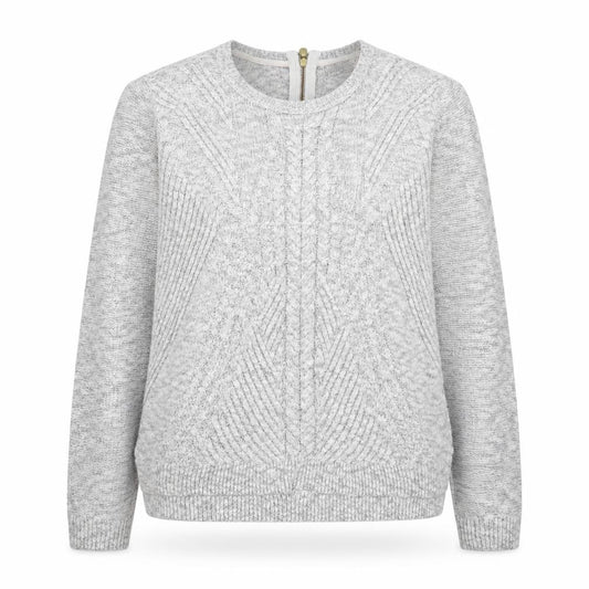 Marks & Spencer Women Grey Cable-Knit Jumper Size 14 Cotton Blend
