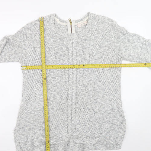 Marks and Spencer Women Grey Cable-Knit Jumper Size 14 Cotton Blend