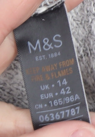 Marks and Spencer Women Grey Cable-Knit Jumper Size 14 Cotton Blend