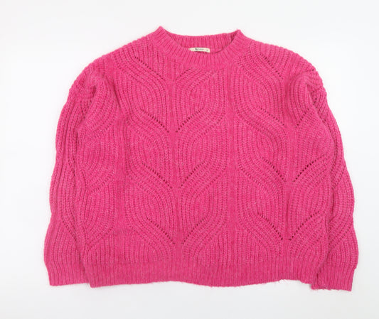 Tu Women’s Pink Cable-Knit Jumper Size 16 Acrylic Blend