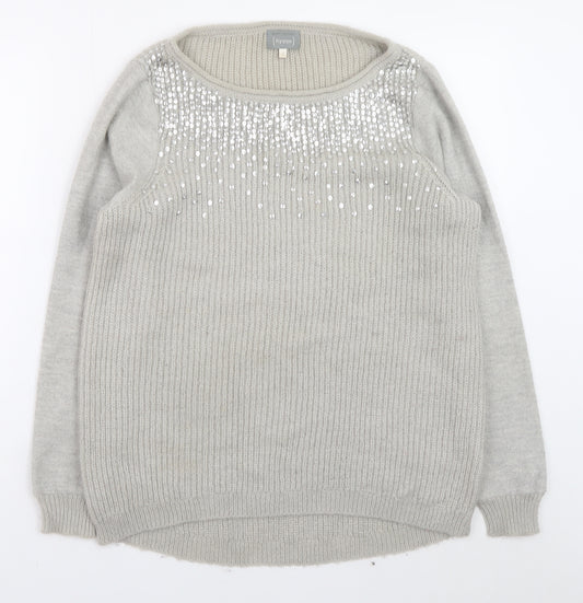 Mint Velvet Women’s Grey Sequin Knit Jumper Size 12