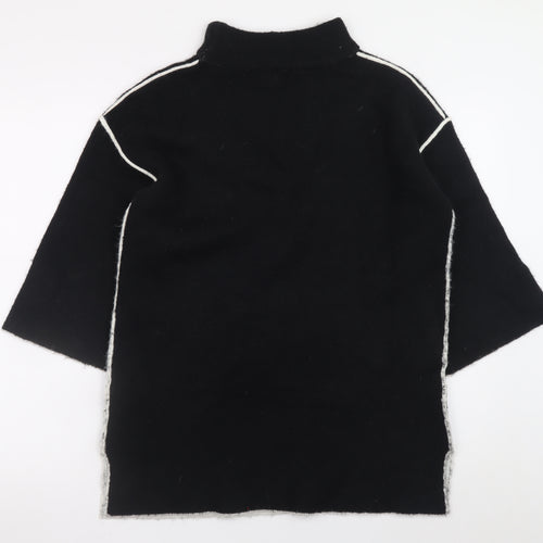 Sweewë Paris Women Black S Shift Knit 3/4 Sleeve High Neck Dress
