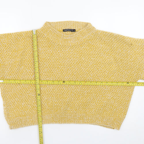 Boohoo Women Yellow Mock Neck Chunky Knit Pullover Jumper Size L