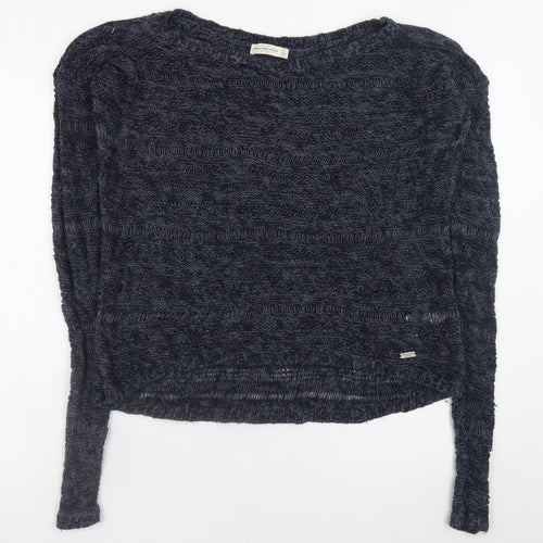 Abercrombie & Fitch Women's Blue Open-Knit Pullover Jumper Size S