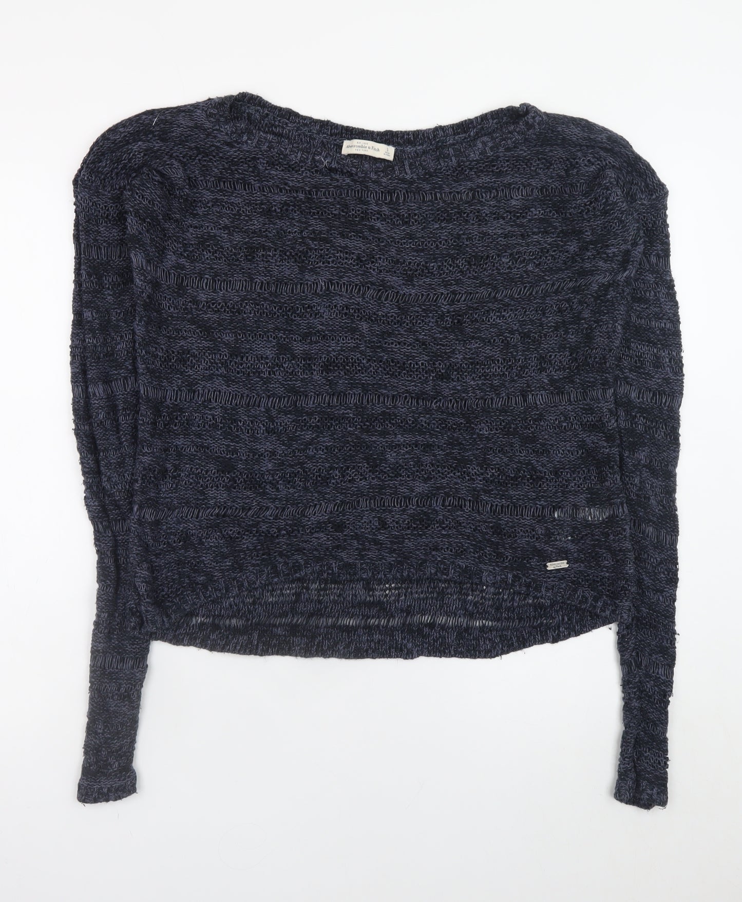 Abercrombie & Fitch Women's Blue Open-Knit Pullover Jumper Size S