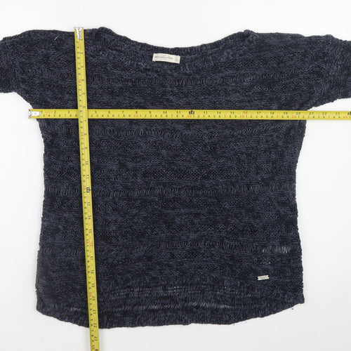Abercrombie & Fitch Women's Blue Open-Knit Pullover Jumper Size S