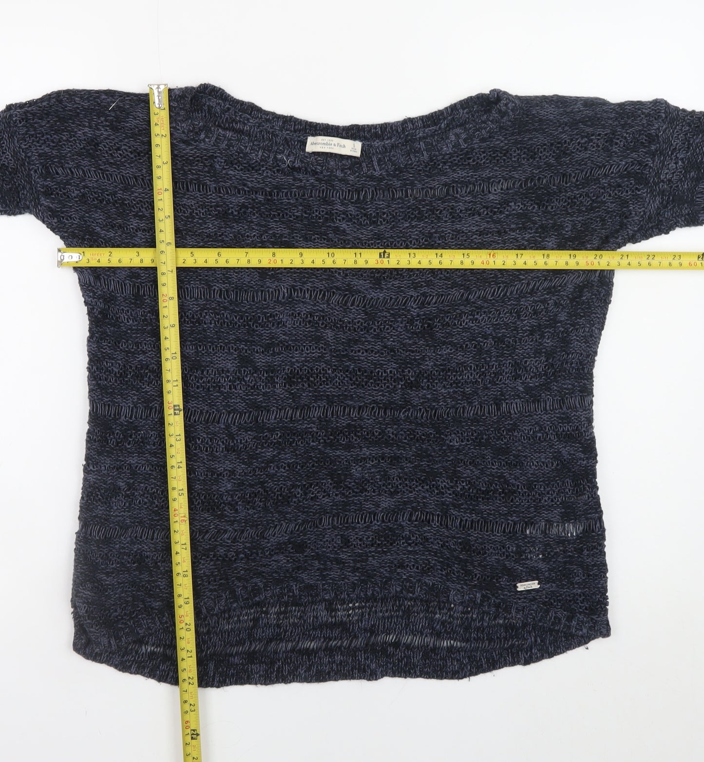 Abercrombie & Fitch Women's Blue Open-Knit Pullover Jumper Size S