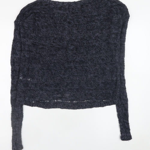 Abercrombie & Fitch Women's Blue Open-Knit Pullover Jumper Size S