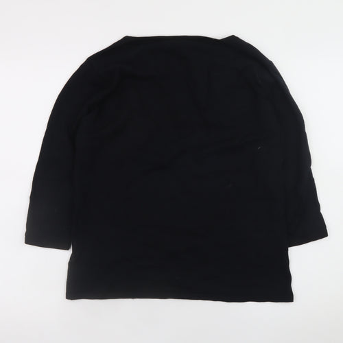 Tigi Wear Womens Black Sequin Scoop Neck Pullover Jumper Size 10/12