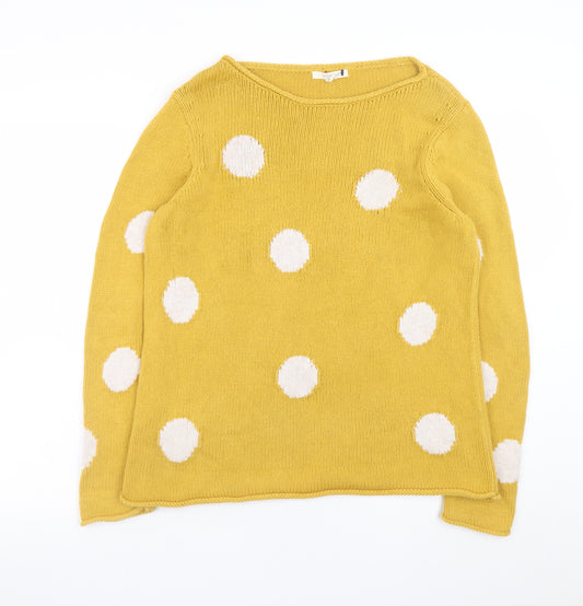 White Stuff Women Yellow Polka Dot Cotton Jumper UK 14