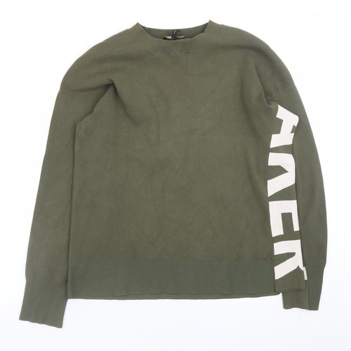 Ted Baker Women Green Logo Knit Crew Neck Pullover Jumper Size 10