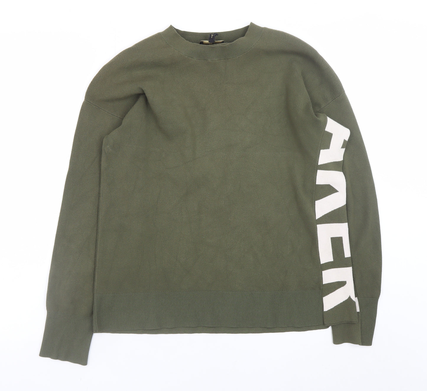 Ted Baker Women Green Logo Knit Crew Neck Pullover Jumper Size 10