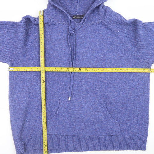 Marks and Spencer Womens Blue Hooded Knit Pullover Jumper Size L