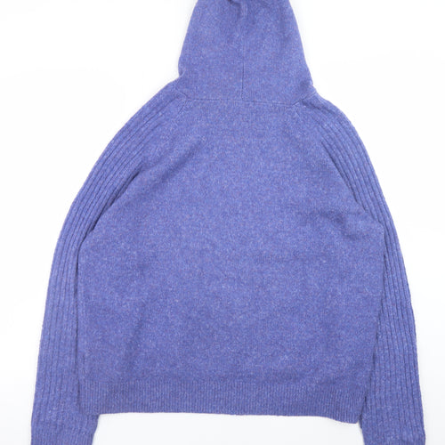 Marks and Spencer Womens Blue Hooded Knit Pullover Jumper Size L